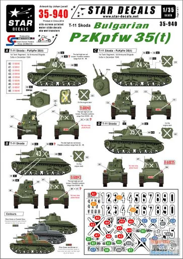 SRD35940 1:35 Star Decals - Bulgarian Pz.Kpfw.35(t) T-11 Skoda