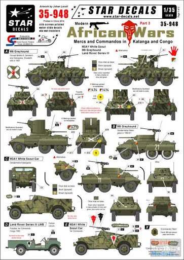 SRD35948 1:35 Star Decals - Modern African Wars Pt 3 Mercs and Commandos in Katanga and Congo