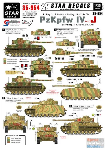 SRD35954 1:35 Star Decals - PzKpfw IV Ausf J SS-Pz.Reg.1 / 1.SS-Pz.Div. LAH
