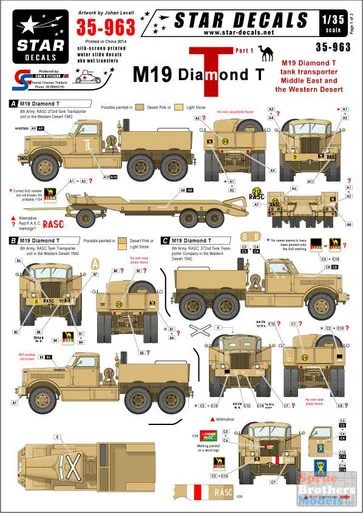 SRD35963 1:35 Star Decals - M19 Diamond T Part 1 Middle East & Western Desert