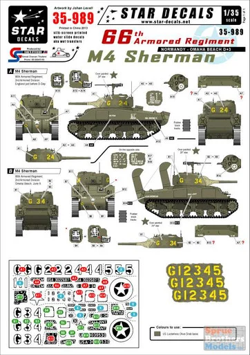 SRD35989 1:35 Star Decals - M4 Sherman 6th Armored Regiment Normandy Omaha Beach