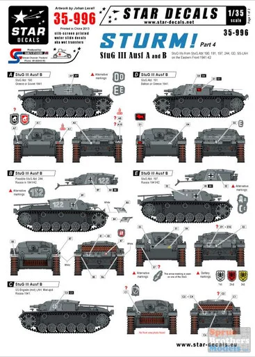 SRD35996 1:35 Star Decals - STURM! Part 4 STuG III Ausf A and B