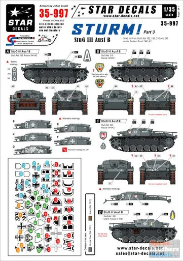 SRD35997 1:35 Star Decals - STURM! Part 3 STuG III Ausf B