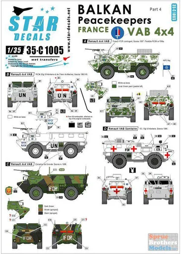SRD35C1005 1:35 Star Decals - Balkan Peacekeepers Part 4 France VAB 4x4