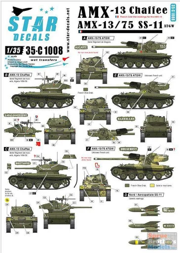 SRD35C1008 1:35 Star Decals - AMX-13 Chaffee AMS-13/75 SS-11 ATGW
