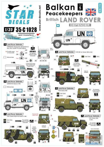 SRD35C1028 1:35 Star Decals - Balkan Peacekeepers British Land Rover Defender
