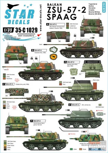 SRD35C1029 1:35 Star Decals - Balkan ZSU-57-2 SPAAG