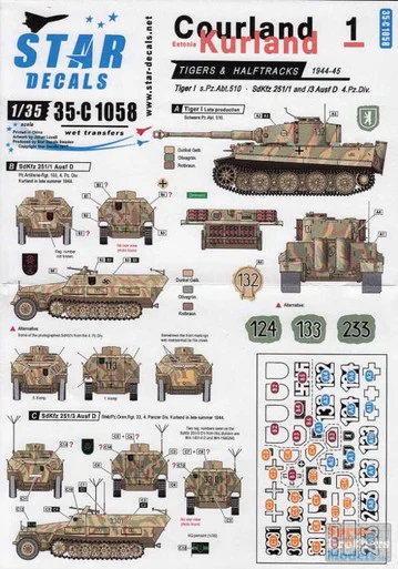 SRD35C1058 1:35 Star Decals - Courland / Kurland Part 1: Tigers & Halftracks 1944-45