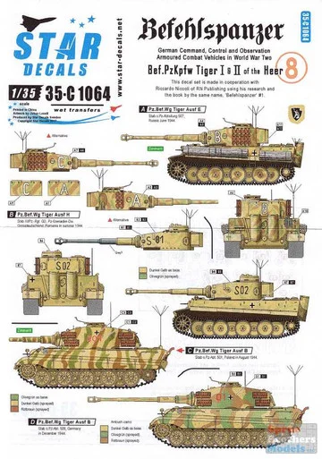 SRD35C1064 1:35 Star Decals - Befehlspanzer Bef.Pz.Kpfw Tiger I & II of the Heer Part 8