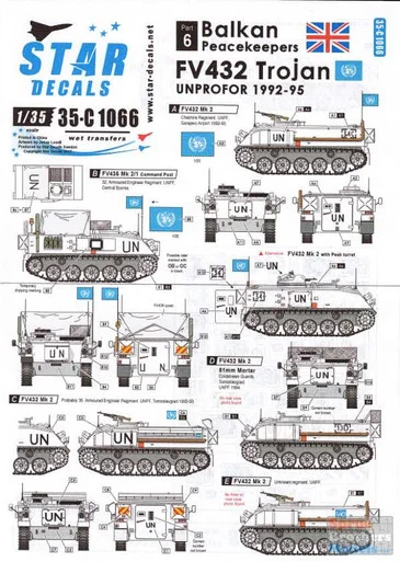 SRD35C1066 1:35 Star Decals - FV432 Trojan UNPROFOR 1992-95 Balkan Peacekeepers Part 6