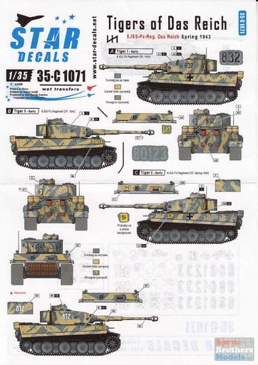 SRD35C1071 1:35 Star Decals Tigers of Das Reich 8./SS-Pz-Reg Das Reich Spring 1943