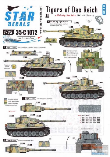 SRD35C1072 1:35 Star Decals Tigers of Das Reich - s.SS-Pz.Kp. Das Reich 1943-44 Kursk