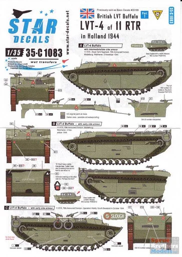 SRD35C1083 1:35 Star Decals British LVT Buffalo Part 2 in Holland 1944 LVT-4