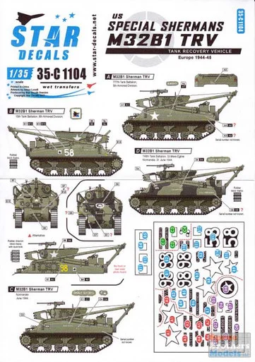 SRD35C1104 1:35 Star Decals - US Special Shermans M32B1 Tank Recovery Vehicle