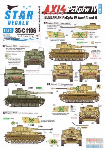 SRD35C1106 1:35 Star Decals - Axis and Eastern European Panzer IV Ausf G and H