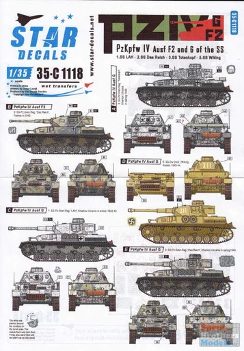 SRD35C1118 1:35 Star Decals - Panzer Pz.Kpfw.IV F2 and G of the SS