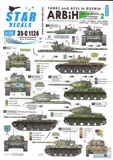 SRD35C1124 1:35 Star Decals - Tanks and AFVs in Bosnia #2: ARBiH Bosniak (Muslim) Tank Markings