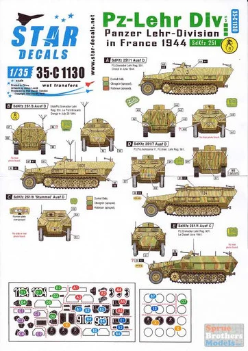 SRD35C1130 1:35 Star Decals - Panzer Lehr Division in France 1944 #3 Sd.Kfz.251