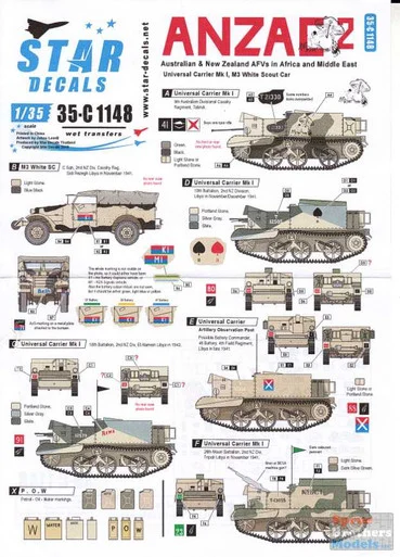 SRD35C1148 1:35 Star Decals - ANZAC #2: Australian & NZ AFVs in Africa & Middle East