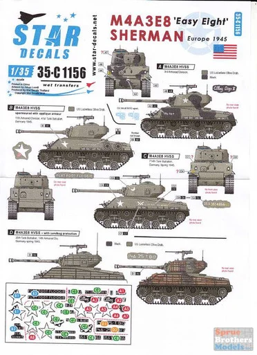 SRD35C1156 1:35 Star Decals - M4A3E8 Sherman Easy Eight in Europe 1945