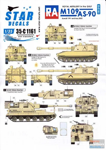 SRD35C1161 1:35 Star Decals - Royal Artillery in the Gulf: M109 AS-90 Kuwait 1991 and Iraq 2003