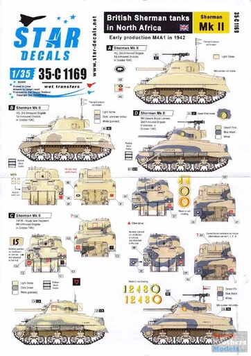 SRD35C1169 1:35 Star Decals - British Sherman Tanks in North Africa: Sherman Mk.II