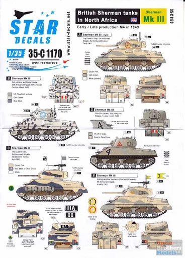 SRD35C1170 1:35 Star Decals - British Sherman Tanks in North Africa: Sherman Mk.III