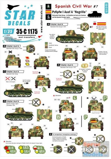 SRD35C1175 1:35 Star Decals - Spanish Civil War #7: Panzer PzKpfw I Ausf A Negrillo