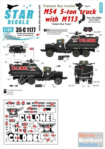 SRD35C1177 1:35 Star Decals - Vietnam Gun Trucks Part 2: M54 5-ton Truck with M113 'The Colonel' [red]
