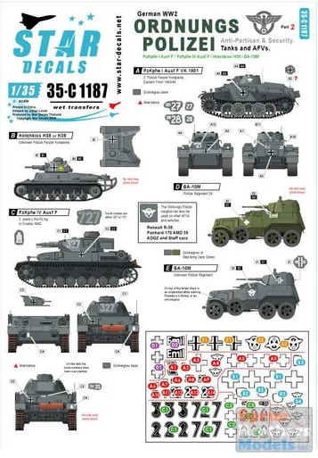 SRD35C1187 1:35 Star Decals - Ordnungs Polizei Part 2: Tanks and AFVs