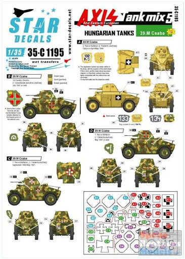 SRD35C1195 1:35 Star Decals - Axis & Eastern European Tank Mix #5: Hungarian Tanks