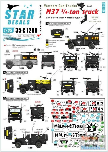 SRD35C1200 1:35 Star Decals - Vietnam Gun Trucks Part 7: M37 3/4-ton Truck