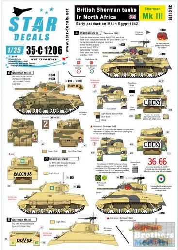 SRD35C1206 1:35 Star Decals - British Sherman Tanks in North Africa: Early Production M4 in Egypt 1942