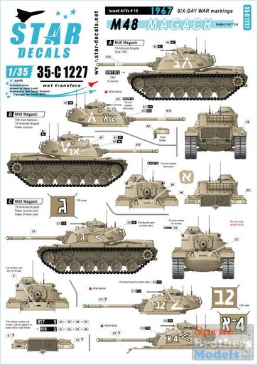 SRD35C1227 1:35 Star Decals - Israeli AFVs #10 Six Day War - M48 Magach