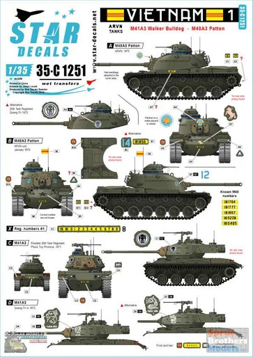 SRD35C1251 1:35 Star Decals - Vietnam 1: ARVN Tanks