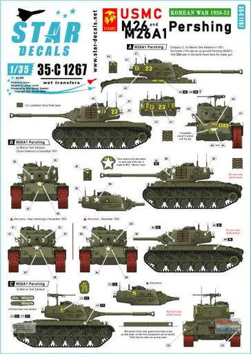 SRD35C1267 1:35 Star Decals - USMC M26/M26A1 Pershing Korean War 1950-53