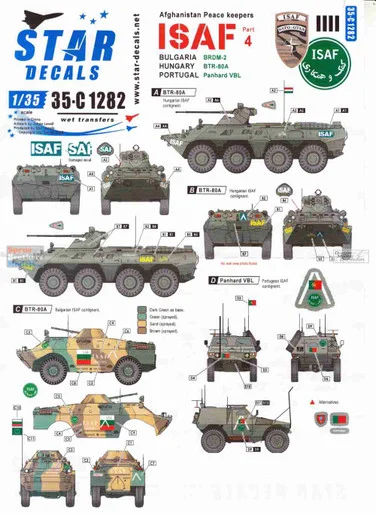 SRD35C1282 1:35 Star Decals - ISAF Part 4: Bulgaria BRDM-2 Hungary BTR-80A Portugal Panhard VBL