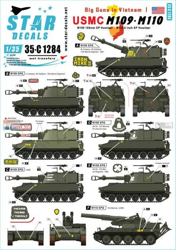 SRD35C1284 1:35 Star Decals - Big Guns in Vietnam #1: USMC M109 M110