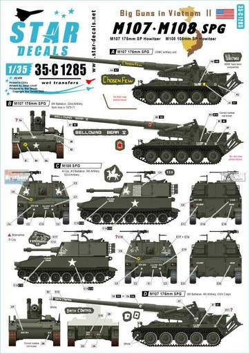 SRD35C1285 1:35 Star Decals - Big Guns in Vietnam #2: M107 M108