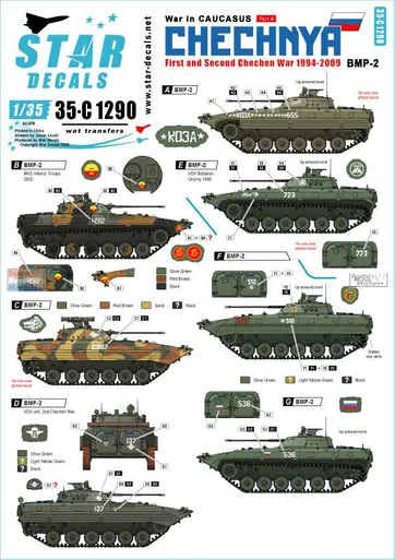 SRD35C1290 1:35 Star Decals - War in Caucasus Part 4: 1st and 2nd Chechen War 1994-2009 Soviet BMP-2