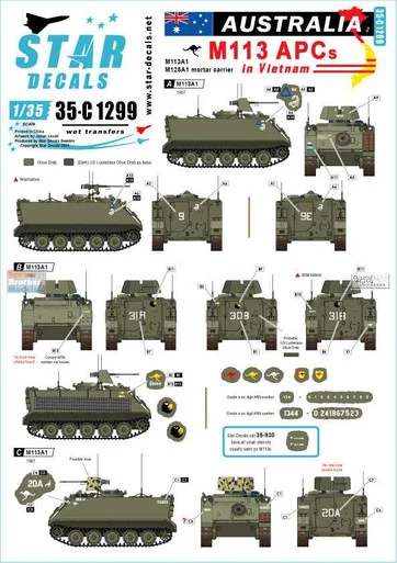 SRD35C1299 1:35 Star Decals - Australia in Vietnam Part 3: M113 APCs