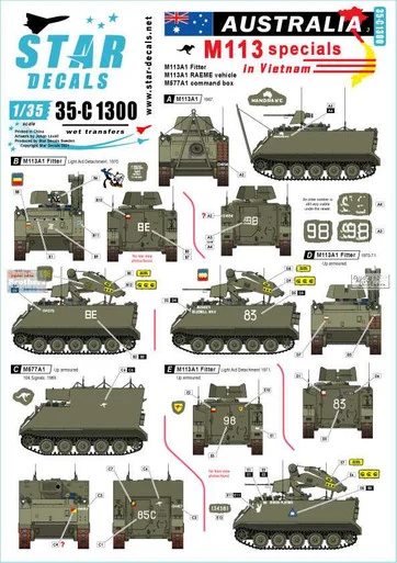 SRD35C1300 1:35 Star Decals - Australia in Vietnam #2: M113 Specials