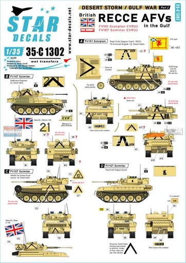 SRD35C1302 1:35 Star Decals - Desert Storm / Gulf War #2: British Recce AFVs in the Gulf