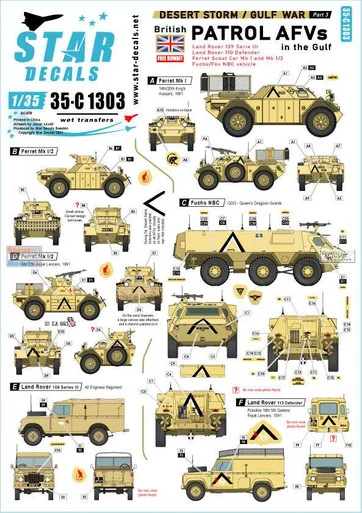 SRD35C1303 1:35 Star Decals - Desert Storm / Gulf War #3: British Patrol AFVs in the Gulf