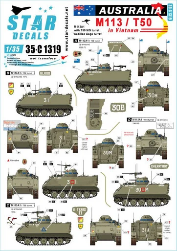 SRD35C1319 1:35 Star Decals - Austalia in Vietnam #4 M113/T50