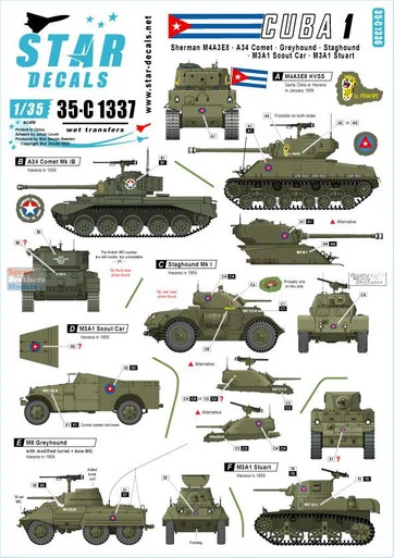 SRD35C1337 1:35 Star Decals - Tanks & AFVs in Cuba # 1
