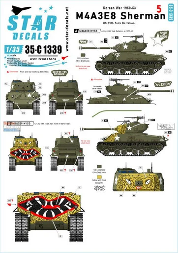 SRD35C1339 1:35 Star Decals - Korean War - M4A3E8 Sherman #5