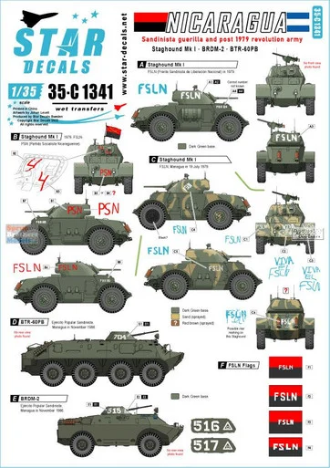 SRD35C1341 1:35 Star Decals - Nicaragua #2 Sandinista Guerilla & Post 1979 Revolution Army