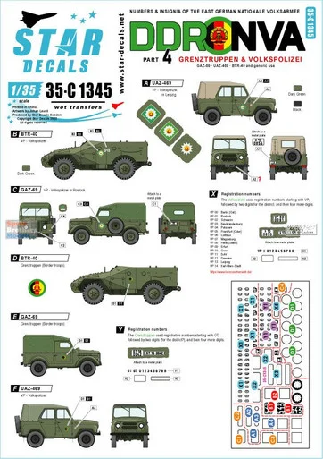 SRD35C1345 1:35 Star Decals - DDR - NVA #4 Grenztruppen & Volkspolizei
