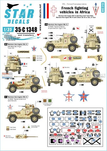 SRD35C1348 1:35 Star Decals - French Fighting Vehicles in Africa #1